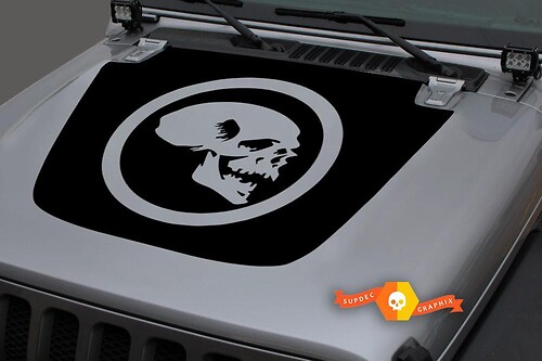 Autocollant de décalcomanie de crâne de crâne de vinyle de capot de jeep pour 18-19 Jeep Wrangler JL #2
