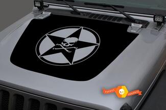 Jeep Hood Vinyle Militaire Star Pirate Blackout Sticker Autocollant pour 18-19 Wrangler JL #1
