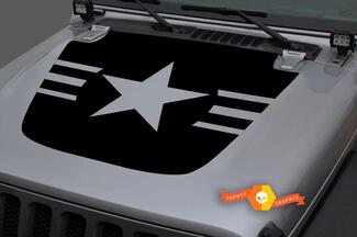 Jeep Hood Vinyl USA Military ARMY Star Punisher Blackout Decal Sticker pour 18-19 Wrangler JL #4

