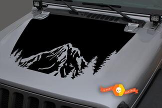 Capot Vinyle Forêt Montagnes Blackout Sticker Autocollant pour 18-19 Jeep Wrangler JL #11

