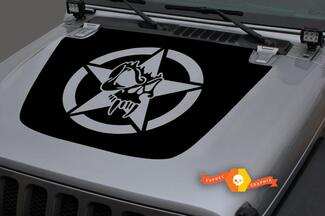 Jeep Hood Vinyle Militaire Star Skull Blackout Decal Sticker pour 18-19 Wrangler JL #4
