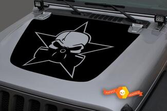 Capot Vinyle Militaire Star Skull Blackout Decal Sticker pour 18-19 Jeep Wrangler JL #13
