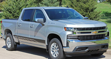2 Rocker 2019 2020 Chevy Silverado Panneau de bascule inférieur Corps Porte latérale Bande Vinyle Graphique Autocollants Autocollants
 2