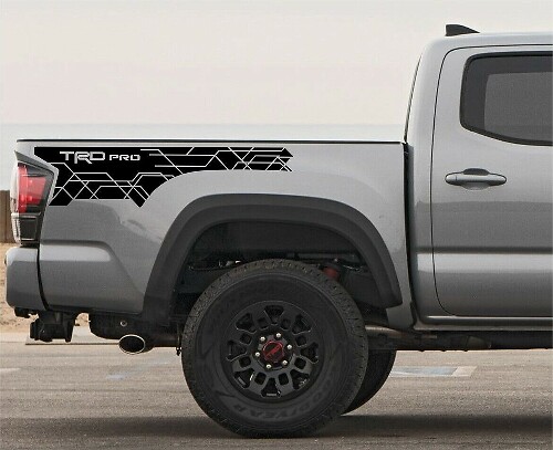 Paire d’autocollants vinyle latéraux TRD Pro pour plateau Toyota Tacoma 2016-2023