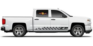 Chevrolet Silverado Z71 bandes latérales graphiques autocollant panneau de porte autocollant vinyle noir
