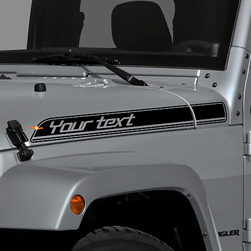 Kit de décalcomanies en vinyle à contour de texte personnalisé pour bande latérale de capot Jeep Wrangler