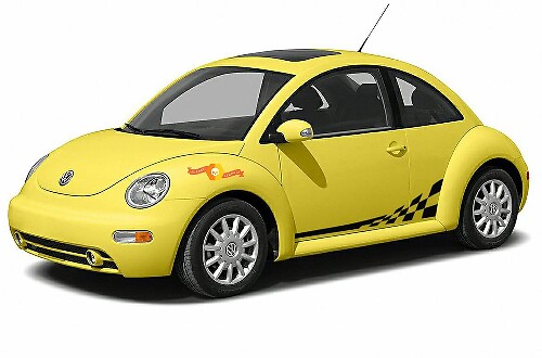 Déco en vinyle à bandes latérales à damier pour Volkswagen Beetle 1998-2011