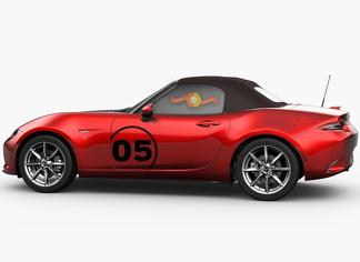 Mazda MX5 Miata panneau de porte côté graphique décalcomanie numéro de course
