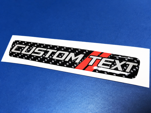 Carbon Fiber Red Twin Stripes Custom Text Domed Insert — Autocollant vinyle (volant) pour Dodge Challenger