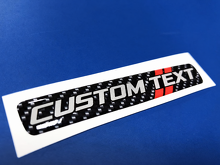 Carbon Fiber Red Twin Stripes Custom Text Domed Insert — Autocollant vinyle (volant) pour Dodge Challenger_2