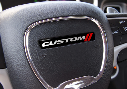 Black Red Twin Stripes Custom Domed Insert — Autocollant vinyle (volant) pour Dodge Challenger