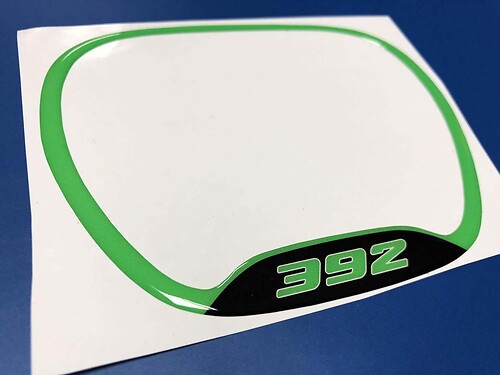 Anneau de garniture de volant 392, emblème vert lime en forme de dôme, autocollant Challenger Charger Dodge
