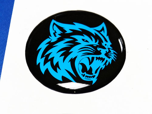 Hellcat Style Cyan Custom Cat Domed Insert — Autocollant vinyle (bouton de démarrage) pour Dodge Challenger