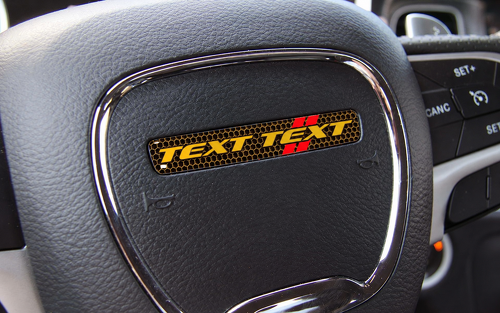 Scat Pack Style TEXT TEXT Yellow Red Honeycomb Domed Strip — Autocollant vinyle (volant) pour Dodge Challenger