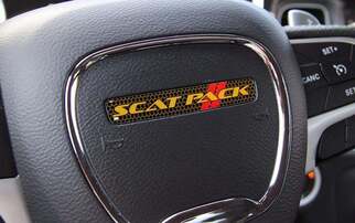 Volant Scat Pack jaune rouge emblème bombé décalcomanie Challenger Charger Dodge Scatpack
