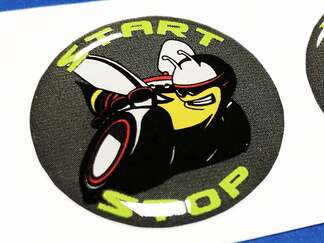 Bouton de démarrage du moteur Start Stop Logo Scat Pack Emblème Gris Lime décalcomanies bombées Challenger Charger Dodge Scatpack
