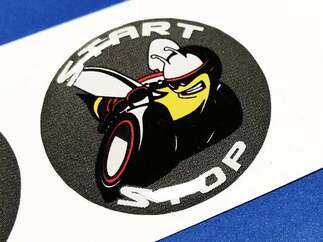 Bouton de démarrage du moteur Start Stop Logo Scat Pack Emblème gris blanc Autocollants bombés Challenger Charger Dodge Scatpack
