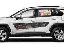 Paire d'autocollants latéraux en vinyle camouflage style TRD pour Toyota RAV4 2019-2020_2