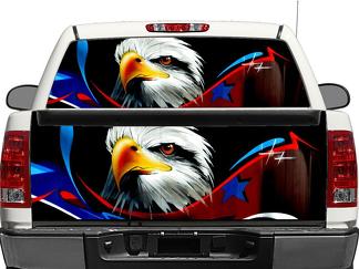 USA aigle drapeau US fenêtre arrière ou hayon autocollant autocollant camionnette SUV voiture

