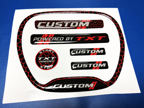 SRT Style Red Honeycomb Custom TXT Six Piece Domed Interior Kit — Autocollant vinyle (volant, bouton de démarrage, télécommande de clé) pour Dodge Charger 2015-2026