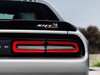 Scat Pack Challenger ou Charger SRT Powered insigne emblème bombé décalque Dodge couleur blanche fond noir avec des ombres rouges
