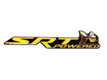 Scat Pack Challenger ou Charger SRT Powered badge emblème en forme de dôme autocollant Dodge couleur jaune fond noir avec ombres rouges
 2