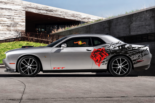 TXT Cat Head Splash Side Stripe Set Latéral Autocollant vinyle pour Dodge Challenger 2009-2019