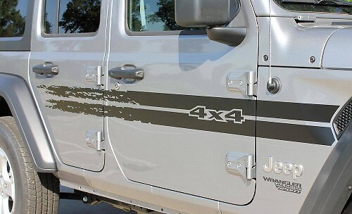 Ensemble d'autocollants vinyle Sport 4x4 à rayures latérales usées pour Jeep Wrangler