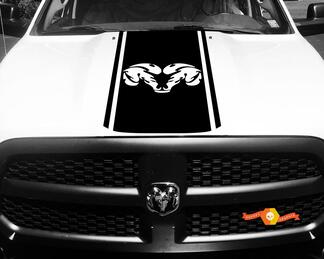 Dodge Ram 1500 Vinyle Decal HOOD Ram Head Racing HEMI Stripe Stickers #33
