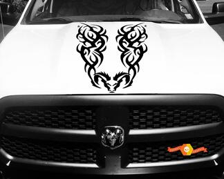 Autocollant de capot en vinyle Dodge Ram Sticker tatouage Tribal Hemi Racing Stripe 4x4 #37

