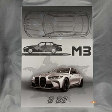 Panneau d'Art Mural de Garage en Acrylique Brillant Custom M3 G80 pour les fans de BMW 2