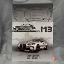Panneau d'Art Mural de Garage en Acrylique Brillant Custom M3 G80 pour les fans de BMW_2