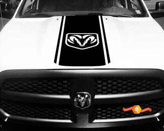 Dodge Ram 1500 Vinyle Decal HOOD Ram Head Racing HEMI Stripe Stickers #49

