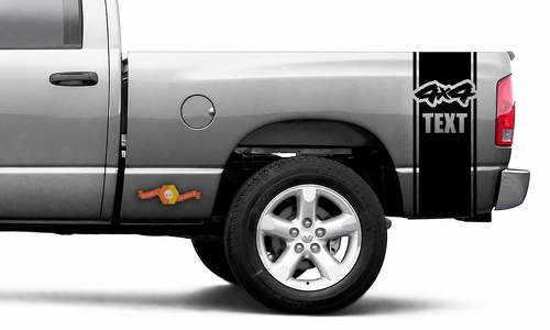 4X4 TEXT Pinstripe Bed Band Pair Côté de benne Autocollant vinyle pour Dodge Ram 1500