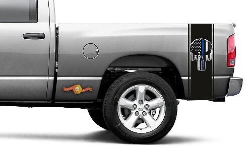 Kit de décalcomanies en vinyle bande de lit drapeau USA style Punisher pour Dodge Ram