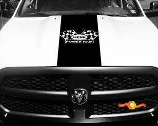 Dodge Ram Sticker vinyle drapeau à damier Hemi Power Ram Hood Racing Stripe Sticker #60

