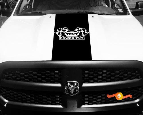 TEXT POWER TXT Checkered Flags Full Panel Capot Autocollant vinyle pour Dodge Ram 1500