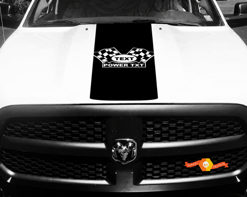 TEXT POWER TXT Checkered Flags Rounded Panel Capot Autocollant vinyle pour Dodge Ram 1500