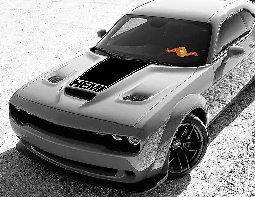 Dodge Challenger Hemi Vinyl Racing Hood Stripe Sticker Autocollant #65

