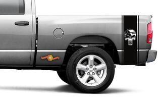 Punisher imprimé autocollant drapeau noir Ram camion vinyle course rayure autocollant #103
