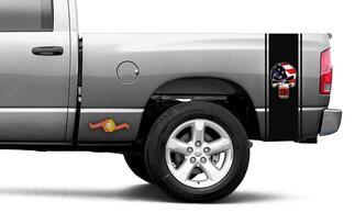 Punisher imprimé autocollant drapeau noir Ram camion vinyle course rayure autocollant #105
