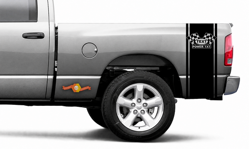TEXT POWER TXT Checkered Flags Bed Band Pair Côté de benne Autocollant vinyle pour Dodge Ram 1500