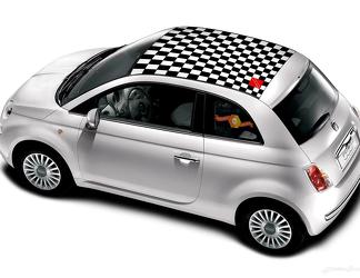 Fiat 500 Vinyl Racing Drapeau à damier Bande de toit Sticker autocollant
