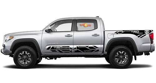 4 x Toyota Tacoma 2016-2019 (TRD OFF ROAD) Jupe latérale Sport Punisher Autocollant graphique en vinyle
