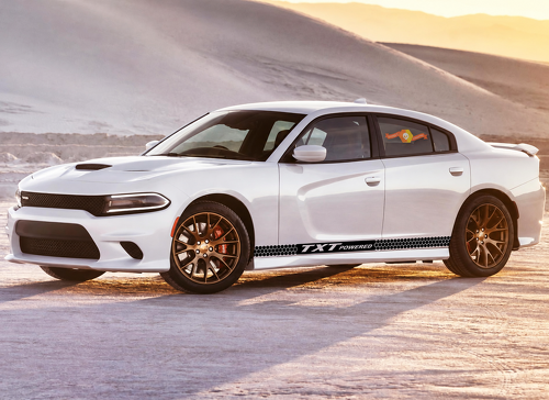 TXT POWERED Honeycomb Rocker Band Pair Bas de caisse Autocollant vinyle pour Dodge Charger SRT