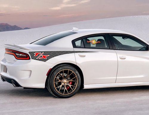 T/X Honeycomb Quarter Wedge Pair Aile arrière Autocollant vinyle pour Dodge Charger 2011-2020