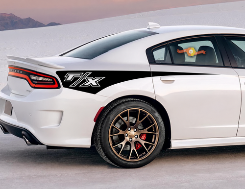 T/X Outline Quarter Wedge Pair Aile arrière Autocollant vinyle pour Dodge Charger 2011-2020