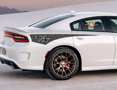 T/X Honeycomb Quarter Spear Pair Aile arrière Autocollant vinyle pour Dodge Charger 2011-2020