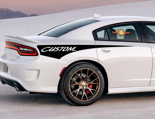 CUSTOM Cursive Quarter Wedge Pair Aile arrière Autocollant vinyle pour Dodge Charger 2011-2019
