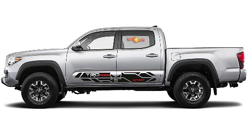 Kit de décalcomanies latérales en vinyle style TRD Tête de mort Punisher pour Toyota Tacoma 2016-2020